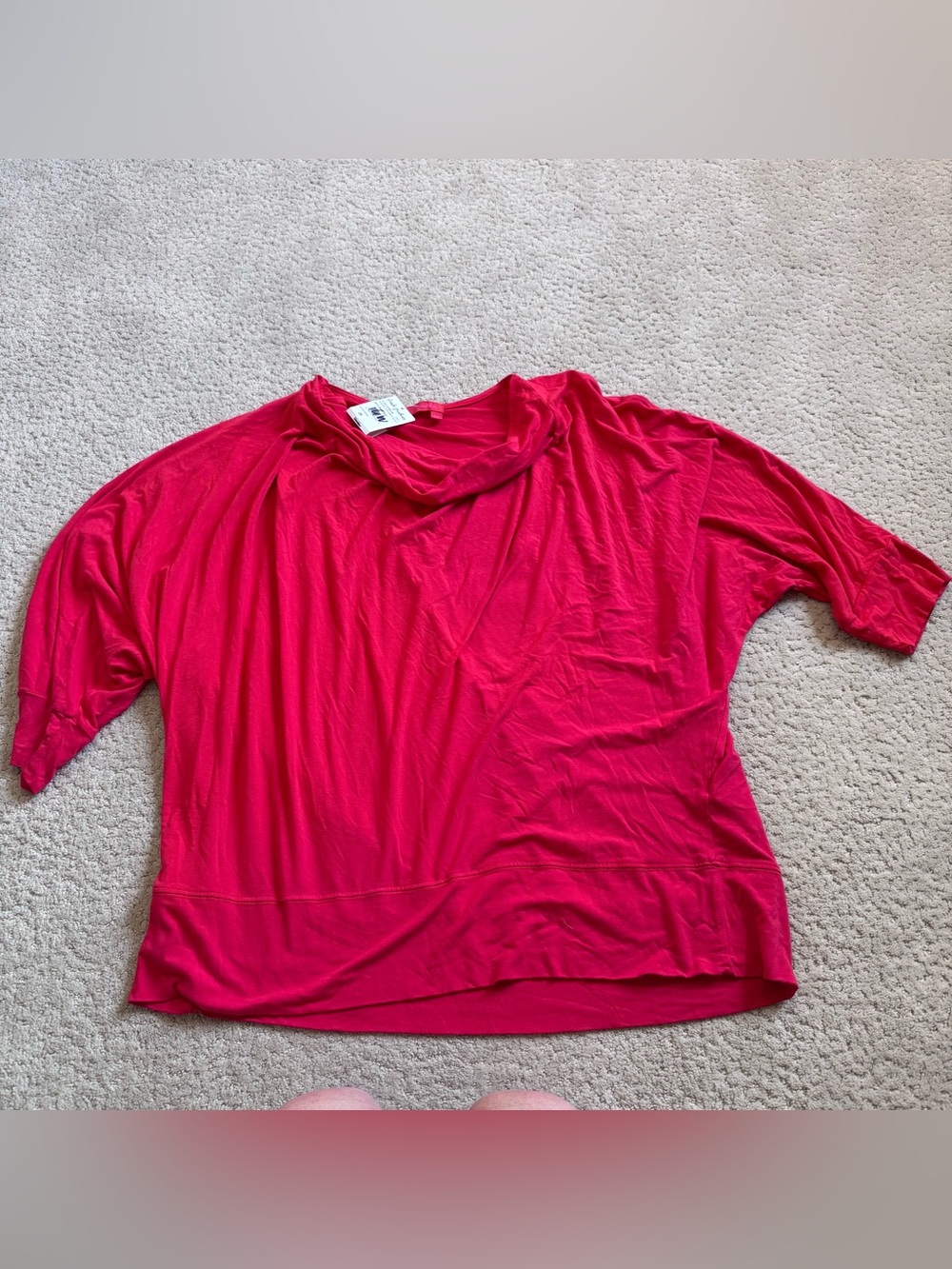 NWT Fresh Produce Horizon Cowl Neck Shirt 3/4 Sleeve Barn Red 2X Made In USA